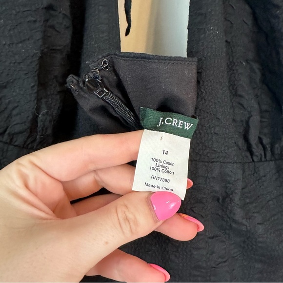 J. Crew | Black Textured Halter Neck A-Line Dress Size 14 - Picture 3 of 4